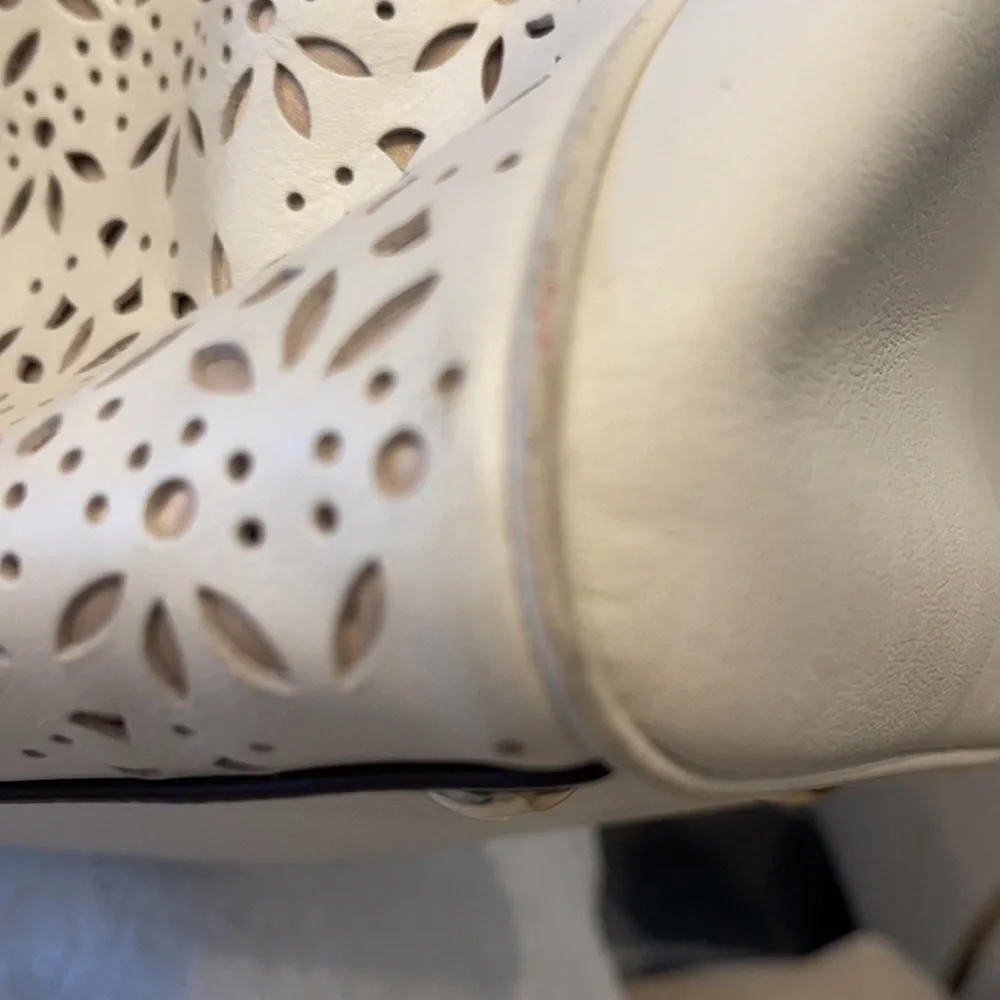 Coach Taylor Perforated Putty White Leather Satchel 12
